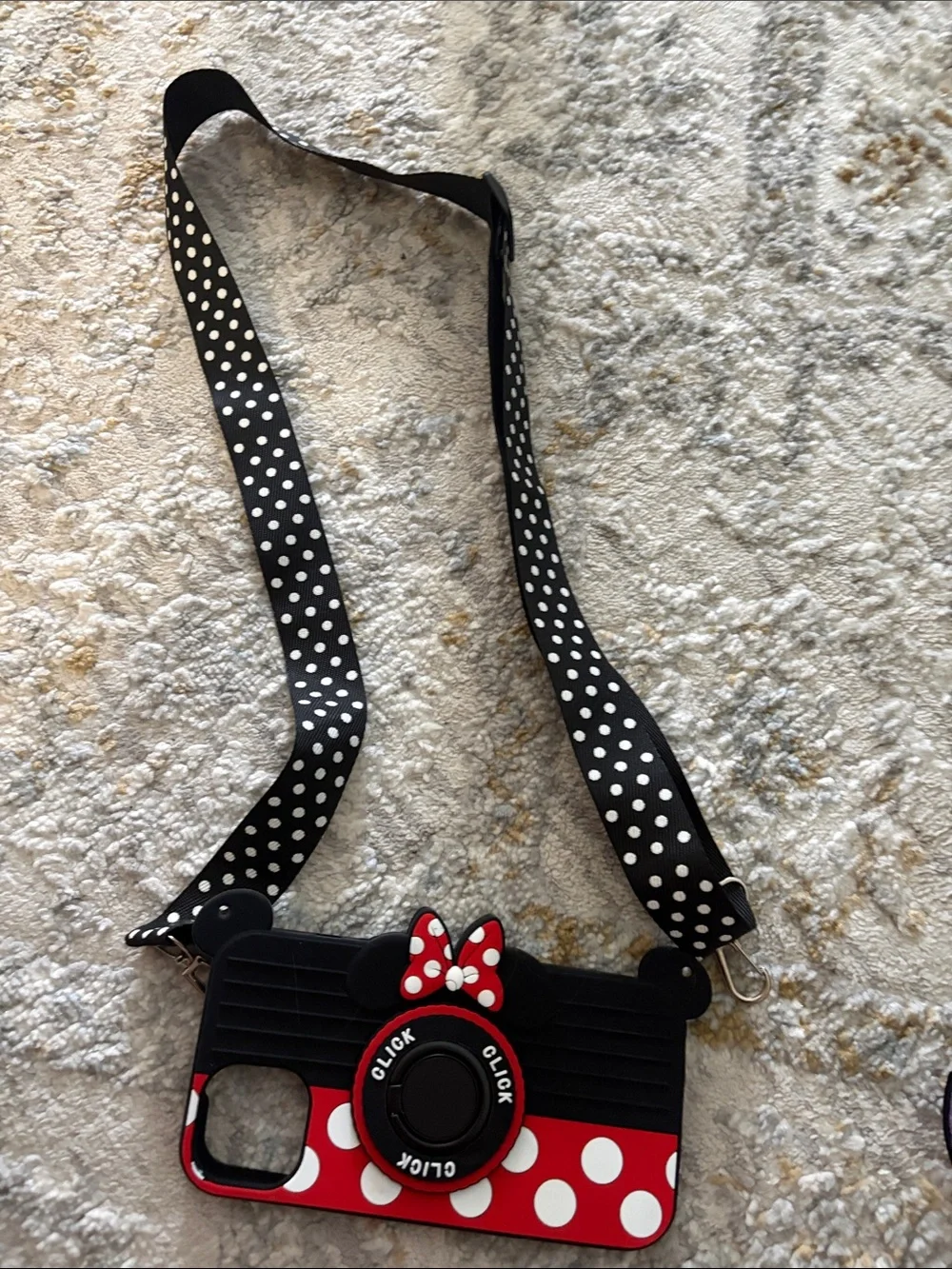 Polka Dot Minnie Mouse Camera Crossbody Phone Case - Black & Red